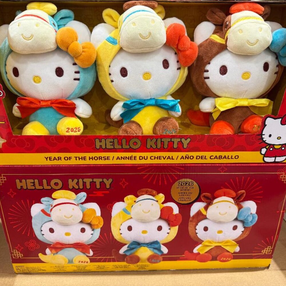 New Hello Kitty 2026 Year of the Horse 8-Inch Plush 3-Pack